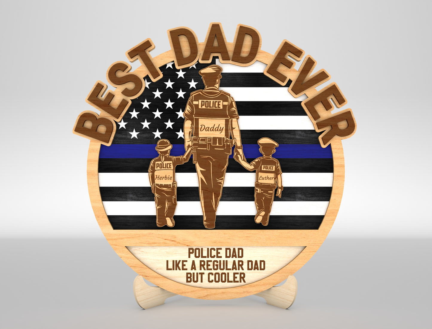 Best Dad Ever Police Sign SVG Laser Cut File for Glowforge and xTool