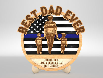 Best Dad Ever Police Sign SVG Laser Cut File for Glowforge and xTool