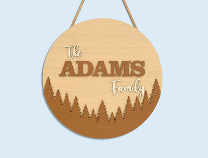 Personalized Family Name Sign SVG Laser Cut File for Glowforge