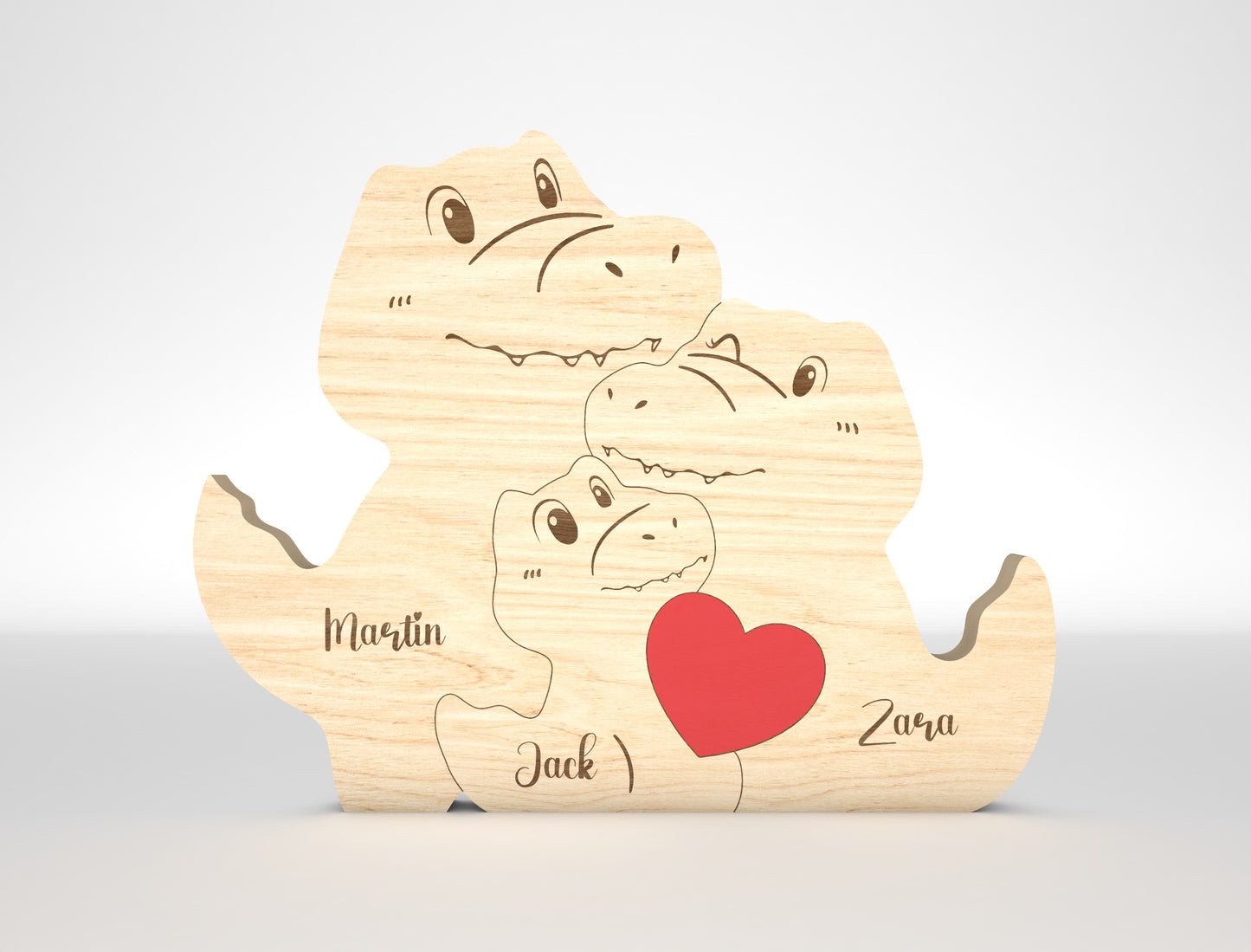 Personalized Family Crocodile Puzzle SVG Laser Cut File for Glowforge and LightBurn