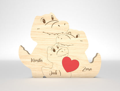 Personalized Family Crocodile Puzzle SVG Laser Cut File for Glowforge and LightBurn