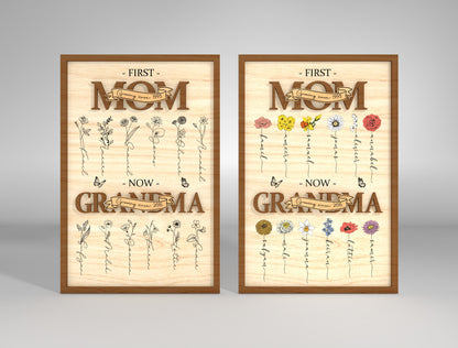 Birth Month Flower Frame SVG Mom to Grandma Bundle for LightBurn