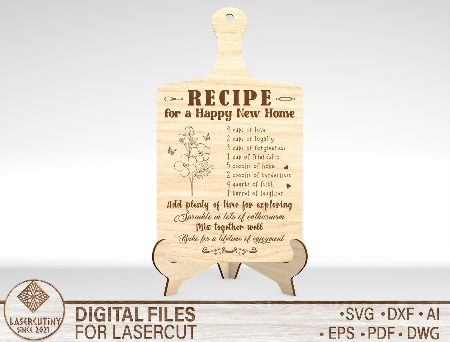 Recipe for a Happy New Home SVG Laser Cut File for Glowforge