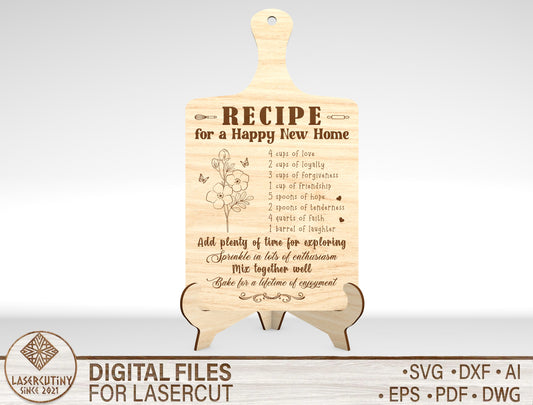 Recipe for a Happy New Home SVG Laser Cut File for Glowforge