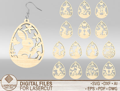 Easter Bunny Earring SVG Bundle Wooden Jewelry 15 Designs for LightBurn