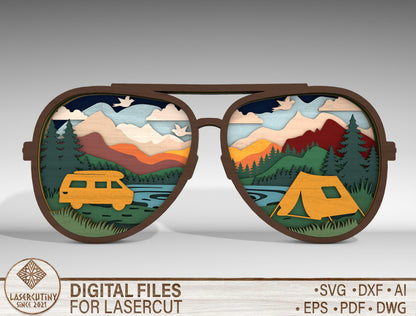 Camping Sunglasses Multilayer SVG for Glowforge and LightBurn
