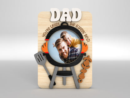"Grillly The Flippin Best" Dad BBQ Photo Frame SVG Laser Cut File for xTool and LightBurn