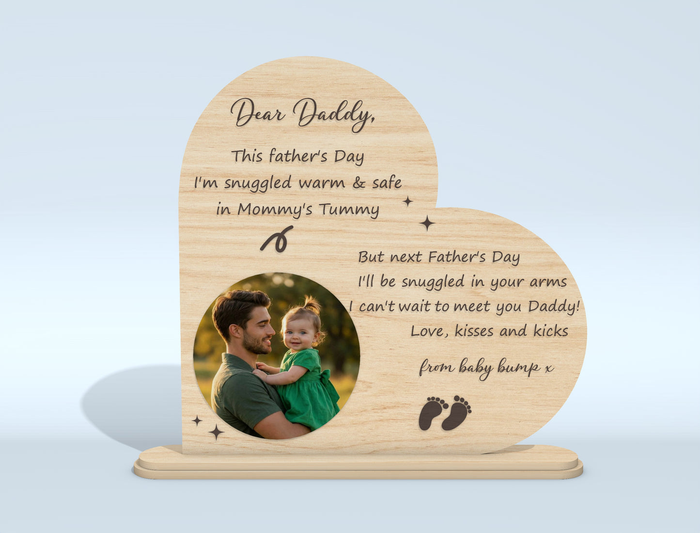 Personalized Heart Shaped Dad Photo Frame SVG Laser Cut File for LightBurn and xTool