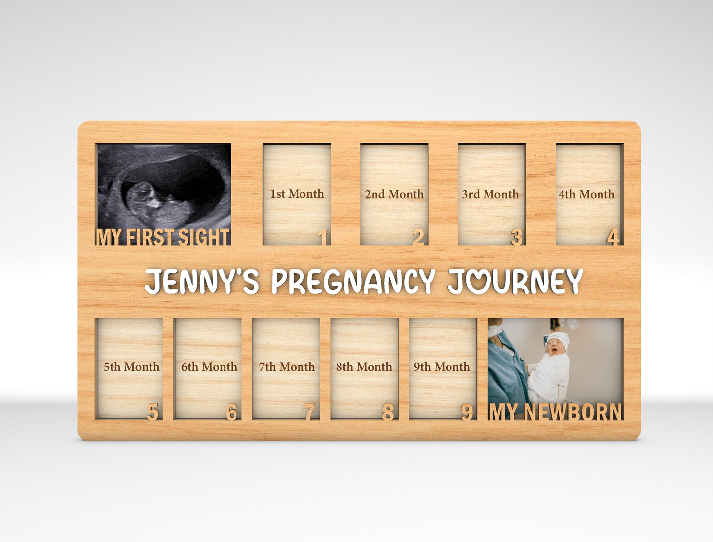 Personalized Pregnancy Journey Photo Frame SVG Laser Cut File for xTool and LightBurn