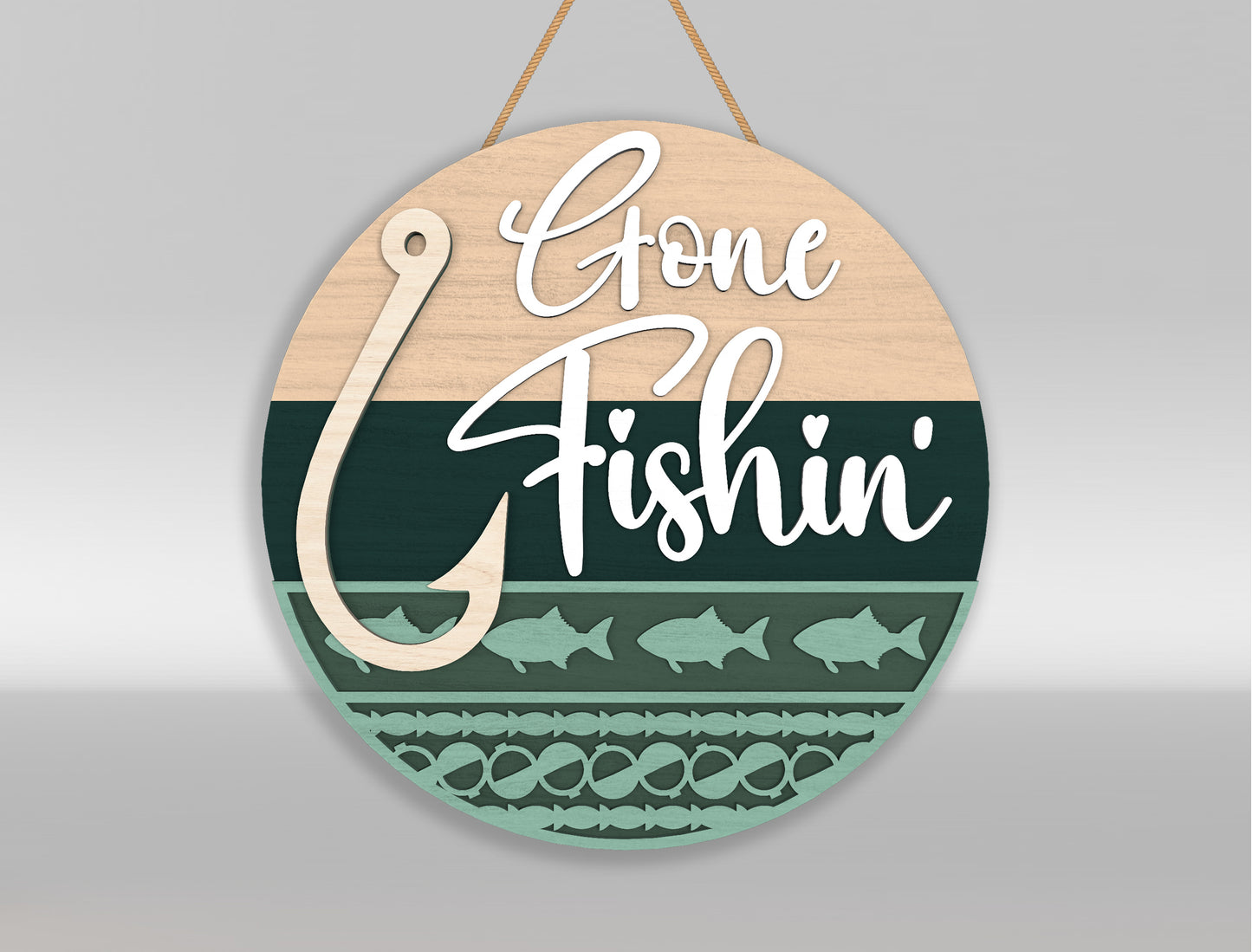 Gone Fishing Sign SVG Bundle Laser Cut File for Glowforge