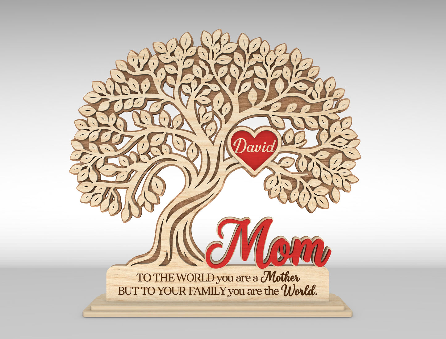 Custom Name Heart Tree Mom Sign SVG Multiple Titles for Glowforge