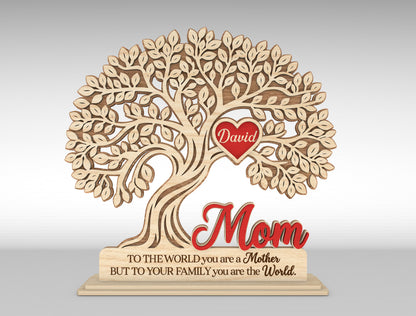 Custom Name Heart Tree Mom Sign SVG Multiple Titles for Glowforge