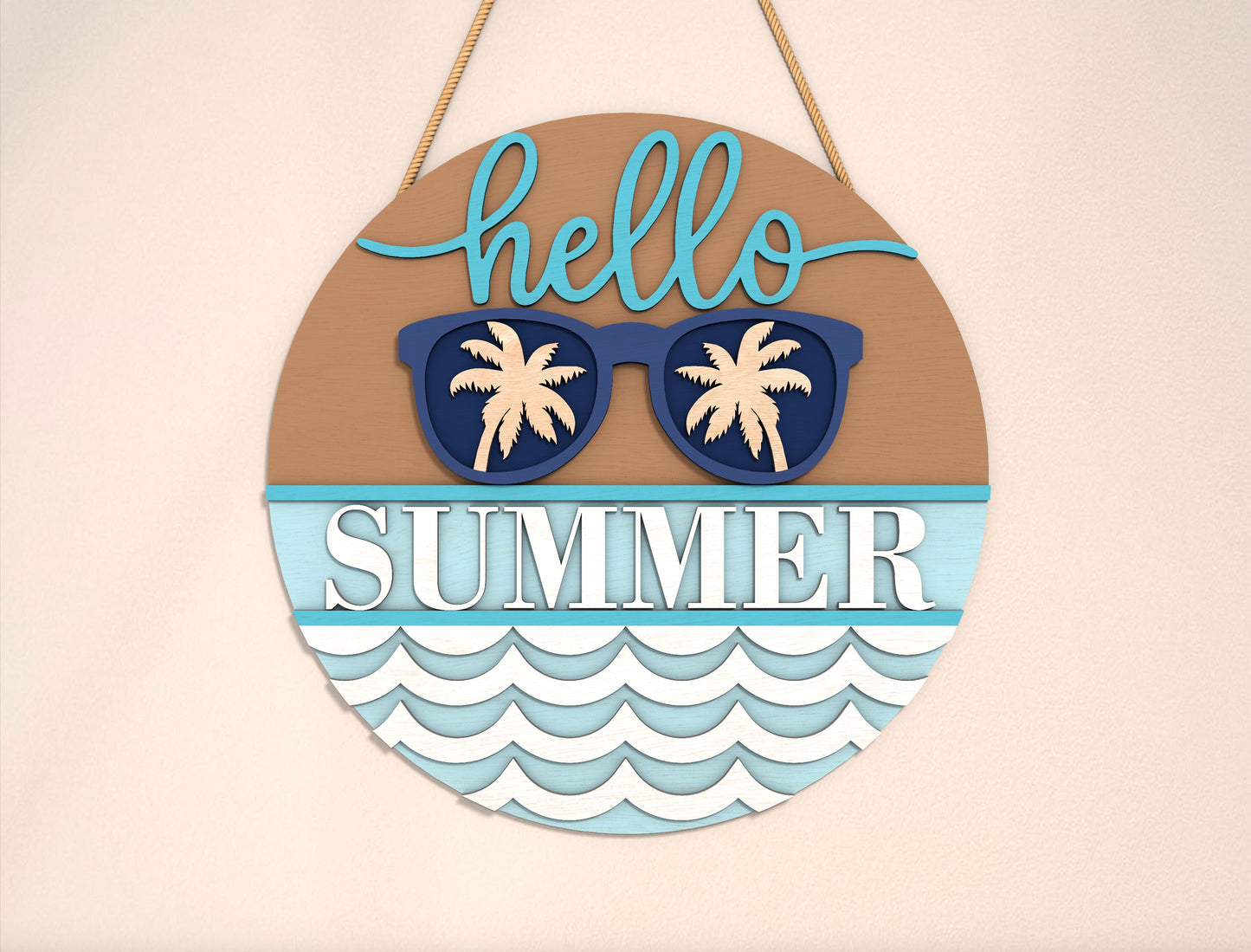 “Hello Summer” Sunglasses Beach SVG Door Sign for Glowforge