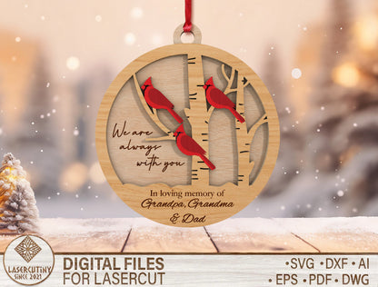 Family Cardinal Memorial Ornament SVG for xTool and Glowforge