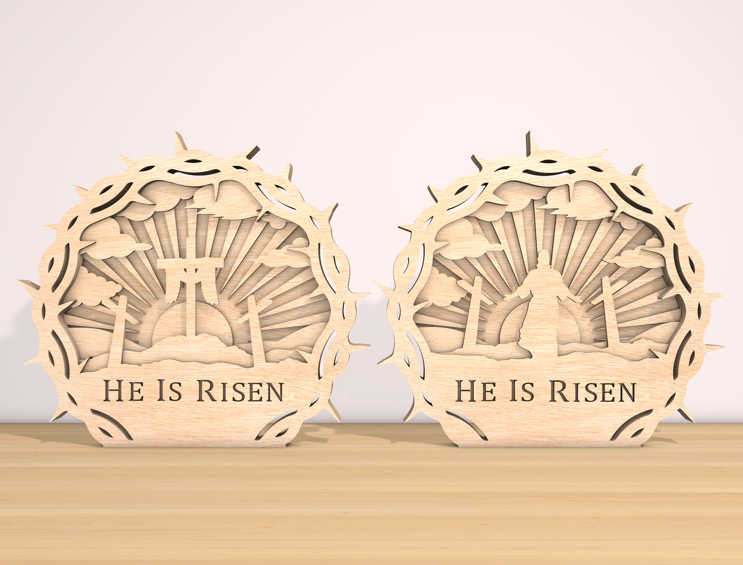 Multilayer He Is Risen Crown of Thorns SVG Bundle for LightBurn and xTool