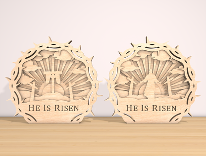 Multilayer He Is Risen Crown of Thorns SVG Bundle for LightBurn and xTool