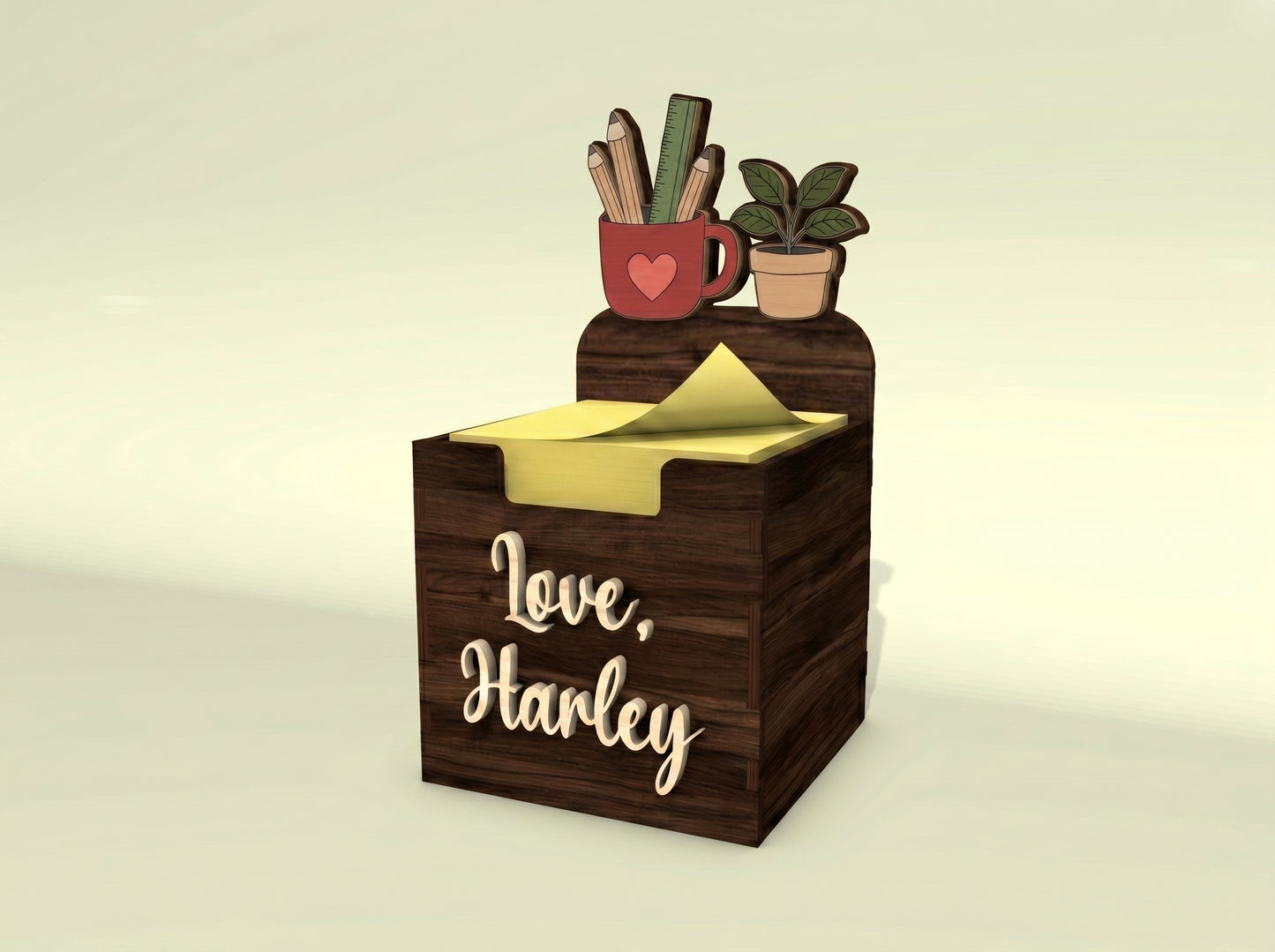Personalized Teacher Sticky Note Holder SVG for LightBurn and xTool