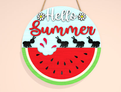 “Hello Summer” Watermelon Door Sign SVG for xTool and Glowforge