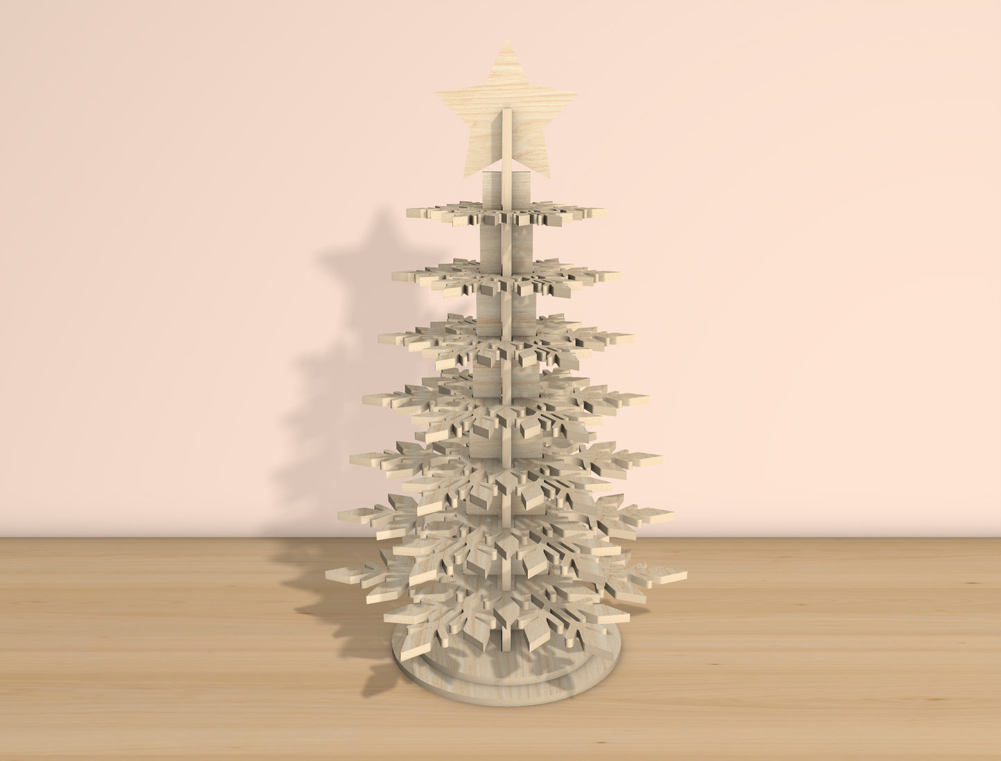 3D Snowflake Christmas Tree Laser Cut File | Ready to Cut | Glowforge, xTool, LightBurn, etc.