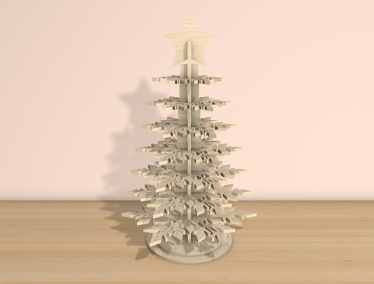 3D Snowflake Christmas Tree Laser Cut File | Ready to Cut | Glowforge, xTool, LightBurn, etc.
