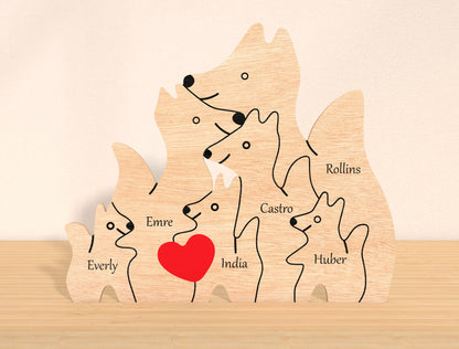 Wolf Family Puzzle Sign SVG Personalized Wolf Pack for Glowforge