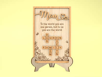 Custom Name Crossword Mama Sign SVG for LightBurn and Glowforge