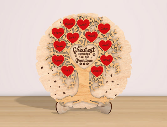 Grandma Family Tree SVG My Greatest Blessings for Glowforge and xTool