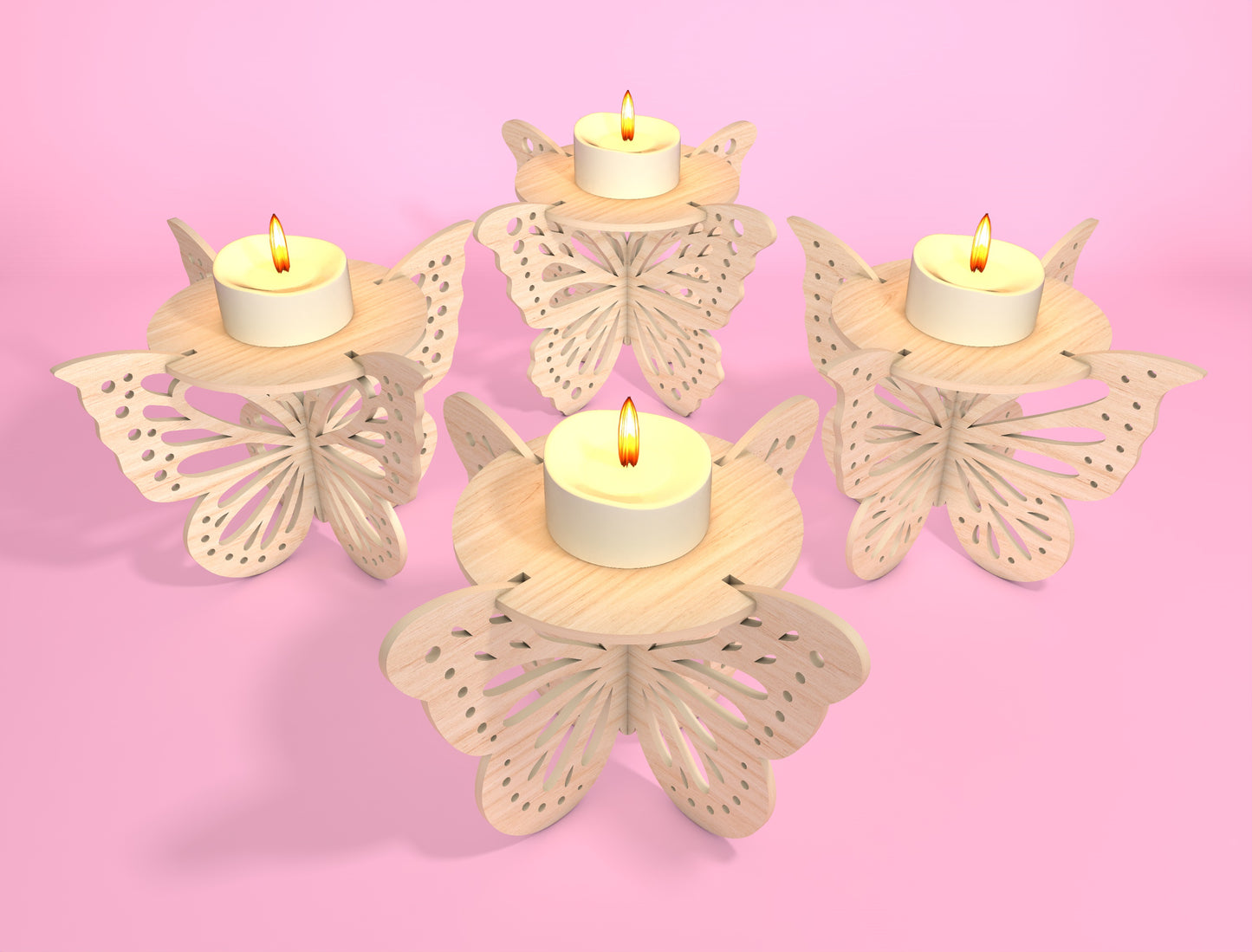 Butterfly Candle Holder SVG Bundle Laser Cut File for xTool and Glowforge