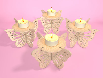 Butterfly Candle Holder SVG Bundle Laser Cut File for xTool and Glowforge