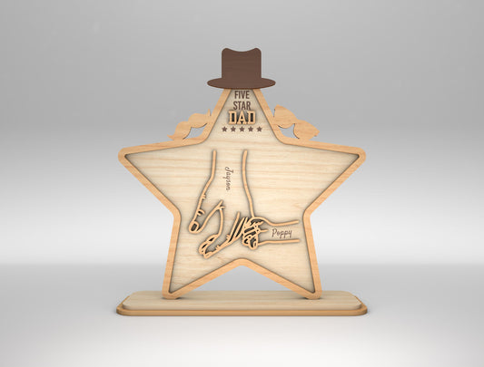 Star Dad Touching Hands Sign SVG Laser Cut File for Glowforge and xTool