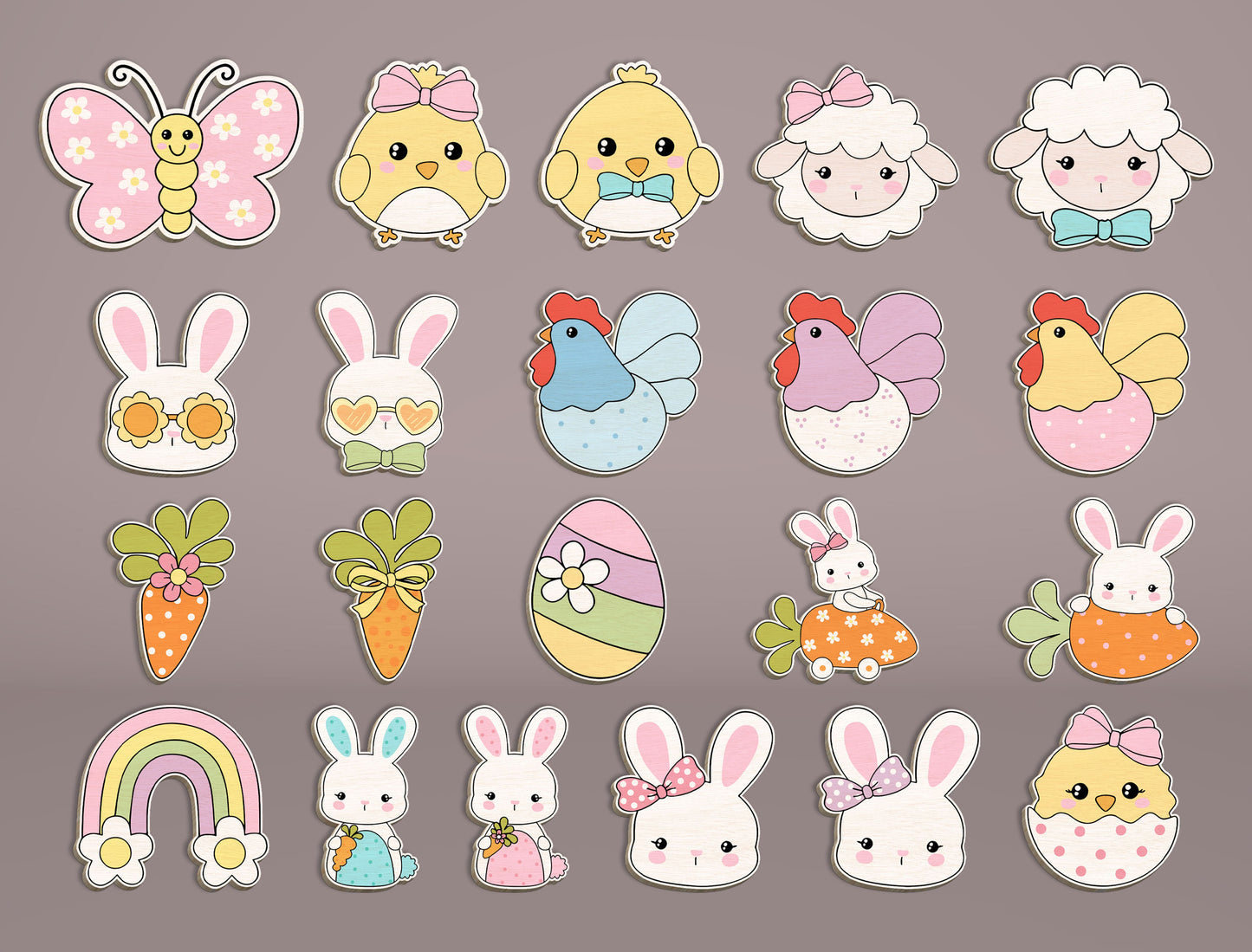 Easter Stud Earrings SVG Bundle Cute Animal Bunny 20 Designs for Glowforge