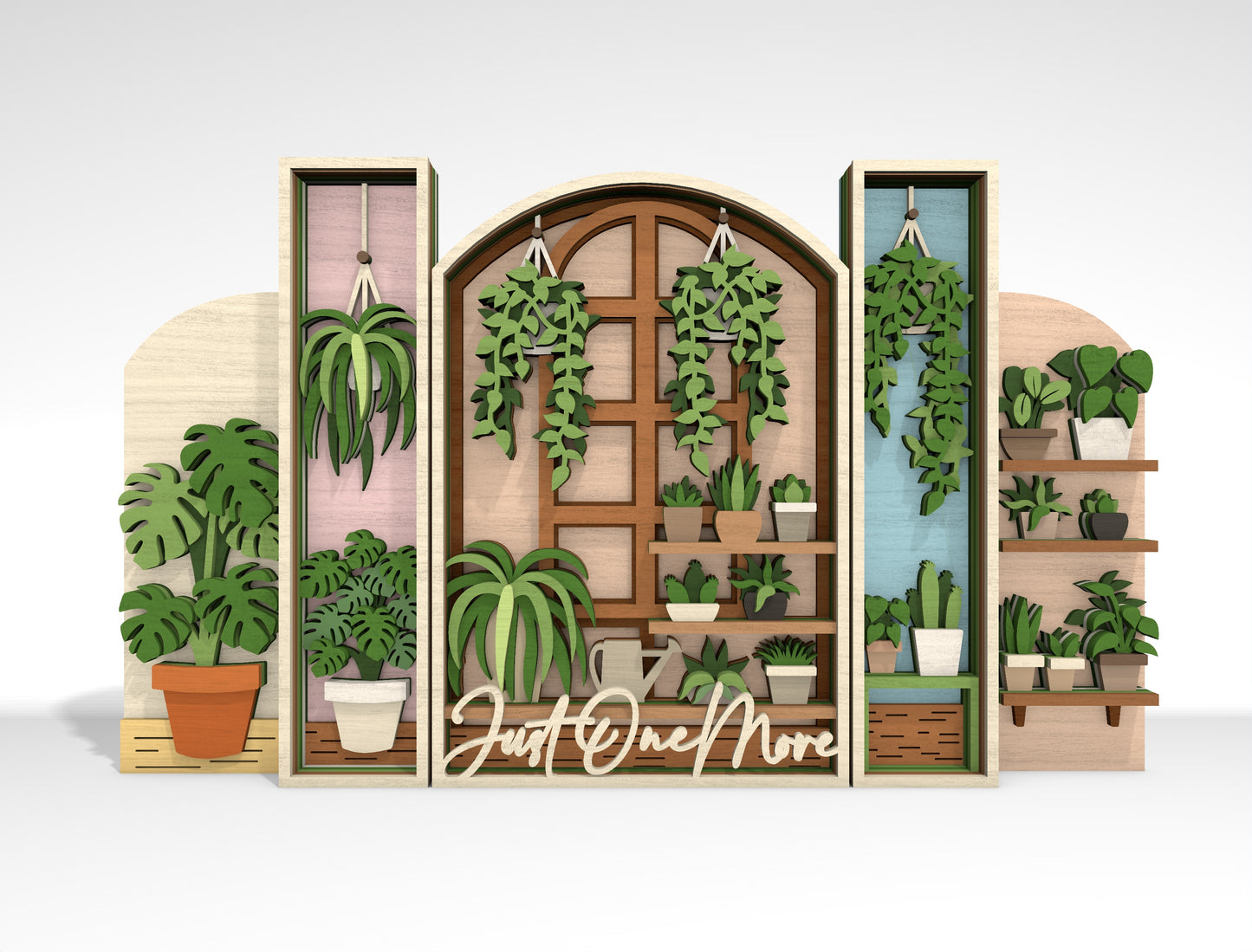 Layered Plant Shelf Wall Art SVG for Glowforge and xTool