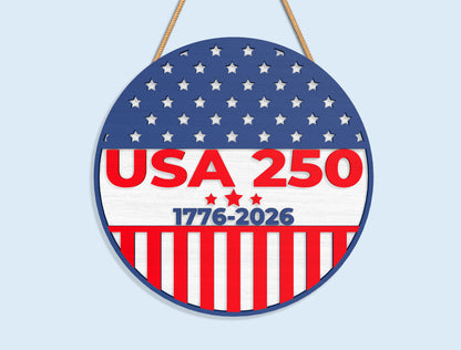 America 250 Round Sign SVG Bundle for Glowforge and xTool