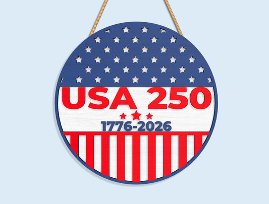 America 250 Round Sign SVG Bundle for Glowforge and xTool