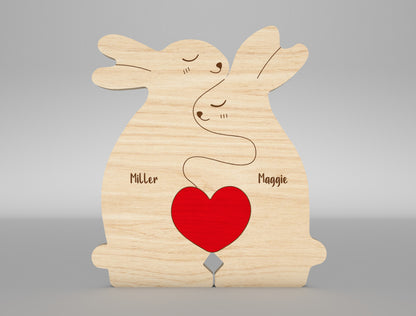 Bunny Family Puzzle Sign SVG for Glowforge and xTool