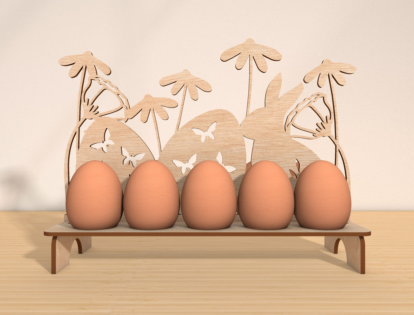 Easter Egg Holder Shelf Laser Cut File | Spring Tabletop Decor | Ready to Cut | Glowforge, xTool, LightBurn, etc.