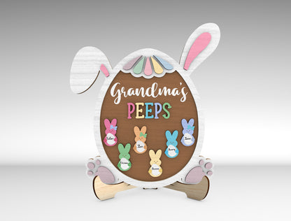 Personalized Easter Bunny Family Sign SVG Grandma Peeps for Glowforge