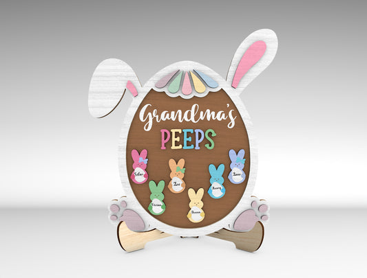 Personalized Easter Bunny Family Sign SVG Grandma Peeps for Glowforge