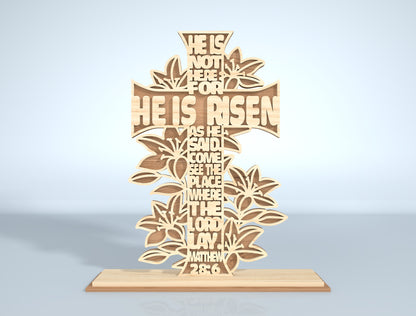 6 Floral Easter Cross Designs | Religious Bible Verse Laser Cut File | Digital Download | Ready to Cut for Glowforge, xTool, LightBurn, etc.