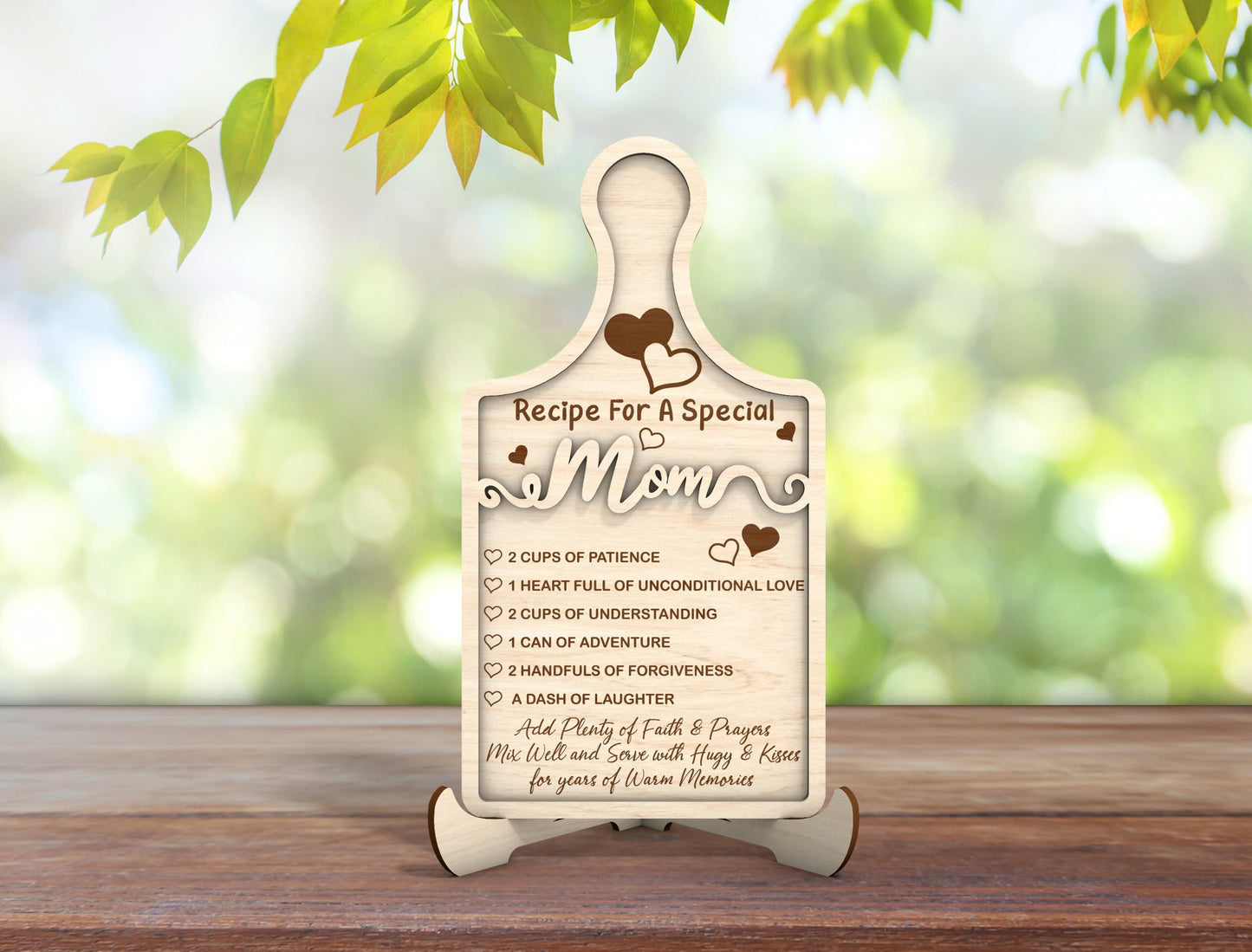 Mom Grandma Recipe Cutting Board Sign SVG for LightBurn and xTool
