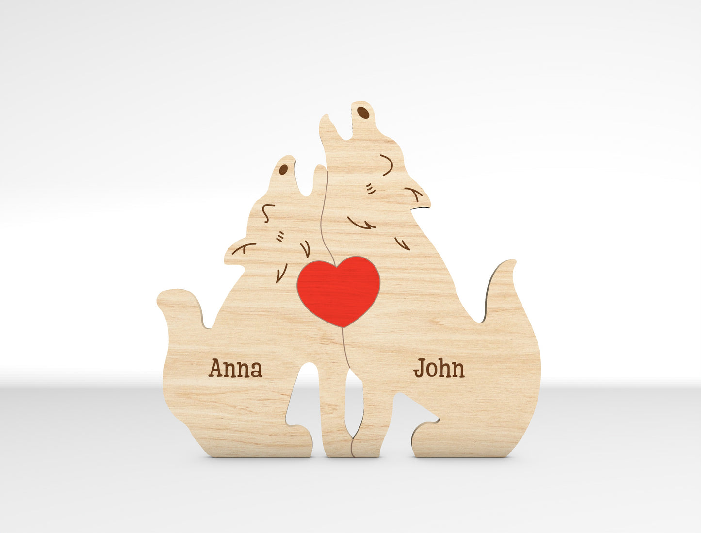 Personalized Family Wolf Puzzle SVG Laser Cut File for xTool and Glowforge