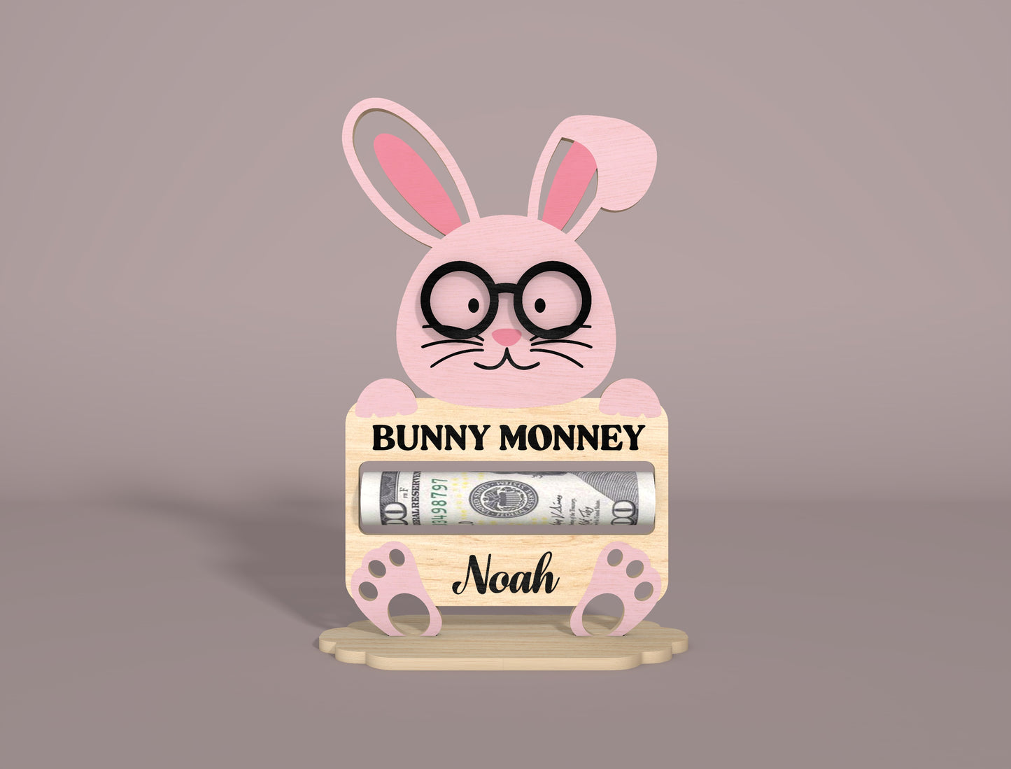 Personalized Bunny Money Holder SVG Easter Cash Gift for LightBurn and xTool