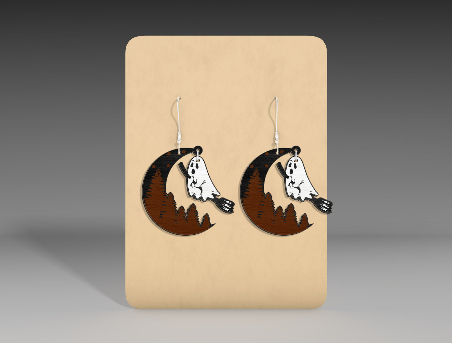 Halloween Ghost Moon Earrings SVG Bundle 3 Designs for xTool LightBurn Glowforge
