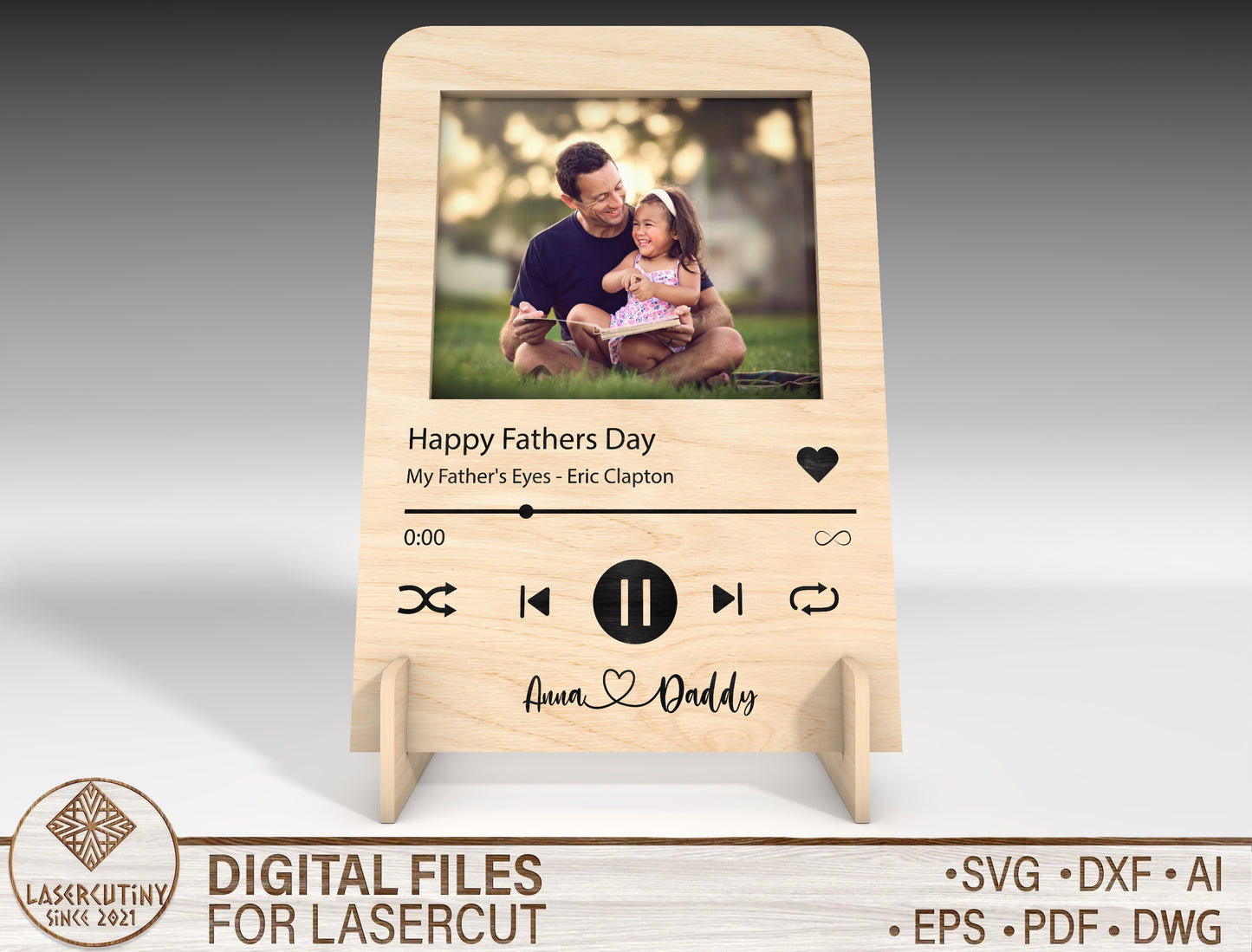 Music Player Photo Plaque SVG Laser Cut File for xTool and Glowforge