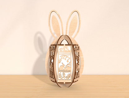 Easter Bunny Lantern Laser Cut File | DIY Wooden Bunny Light Decor | Spring Home Accent | Glowforge, xTool, LightBurn, etc.