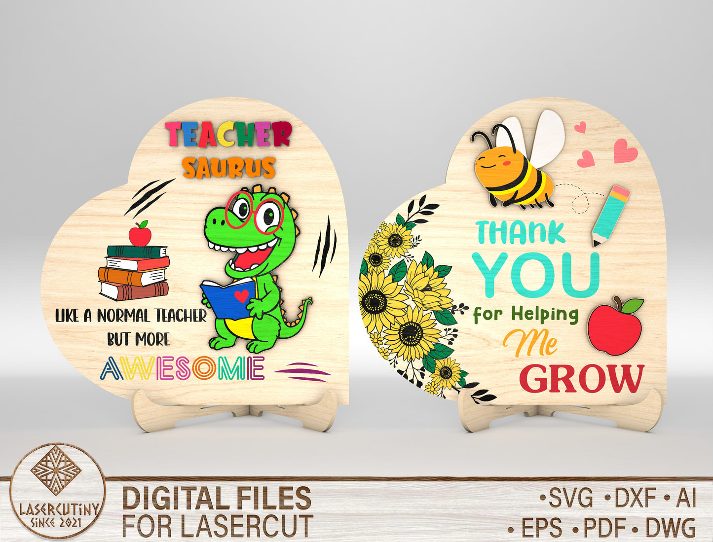 Teacher Appreciation Sign SVG Bundle Laser Cut File for Glowforge