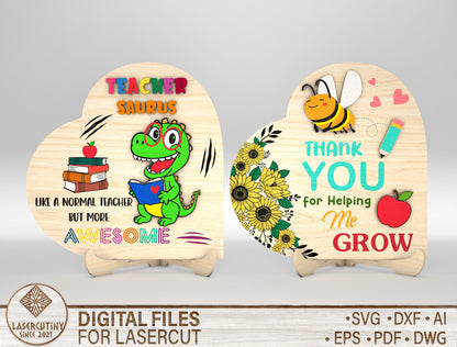 Teacher Appreciation Sign SVG Bundle Laser Cut File for Glowforge