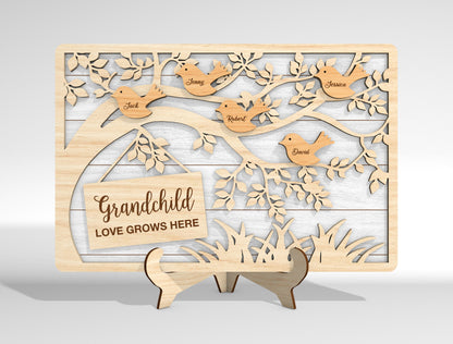 Personalized Bird Family Custom Name Tree Sign SVG for xTool