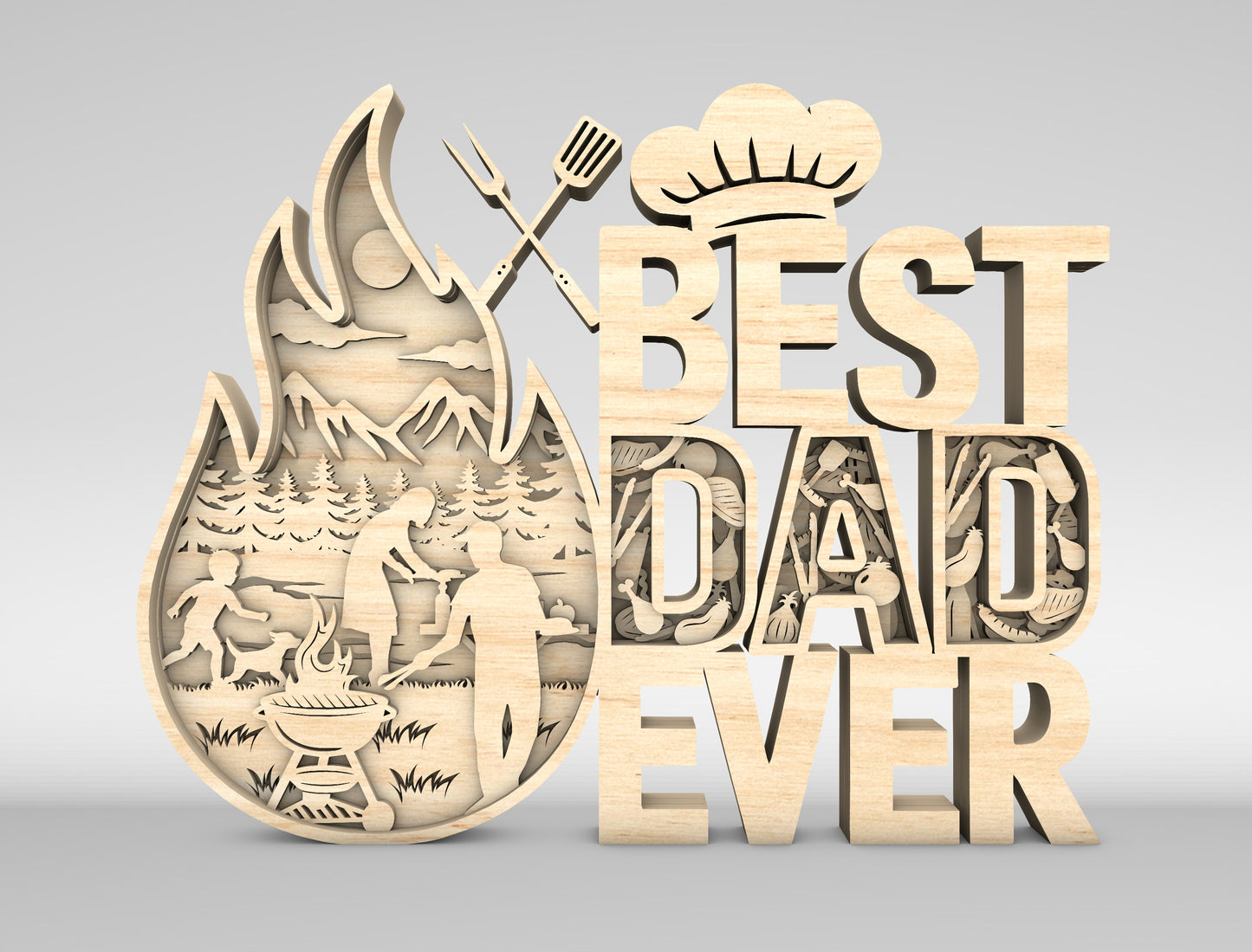 Best Dad Ever BBQ Grill Master Sign SVG Laser Cut File for Glowforge and xTool