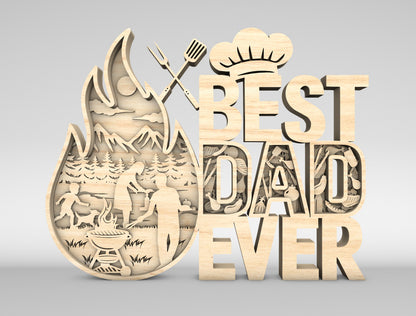 Best Dad Ever BBQ Grill Master Sign SVG Laser Cut File for Glowforge and xTool